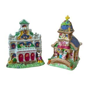 Vtg Jellybean Junction Easter Bunny Village Wedding Chapel & Cottontail Council